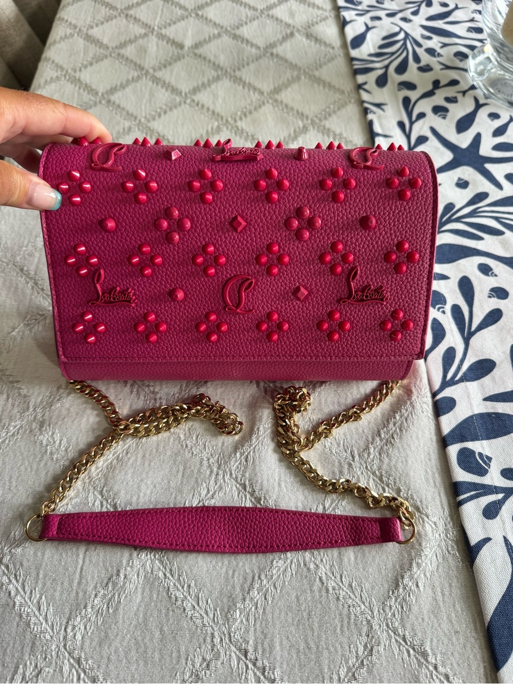 Christian Louboutin pink clutch / crossbody